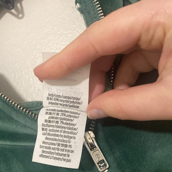 PINK Victoria’s Secret Velvet Velour Full Zip Hood Sweatshirt - Size L - Picture 6 of 7